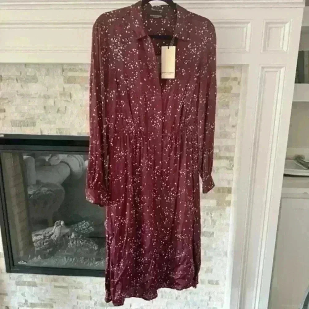 Scotch & Soda Viscose Shirt Dress Elastic Waist Button Front Relaxed NWT M
